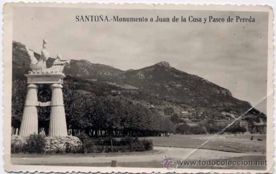 Cartes Postales: SANTO&Ntilde;A (CANTABRIA).- MONUMENTO A JUAN DE LA COSA Y PASEO DE PEREDA