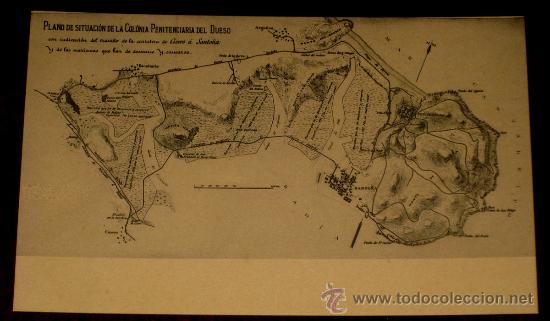 Postales: ANTIGUA POSTAL DEL PLANO DE SITUACION DE LA COLONIA PENITENCIARIA DEL DUESO - CANTABRIA - ED. HAUSER