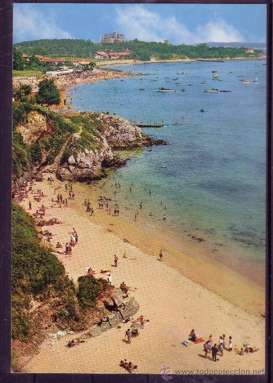 Postales: CANTABRIA - SANTANDER - PLAYA Y PALACIO DE LA MAGDALENA - Foto 1