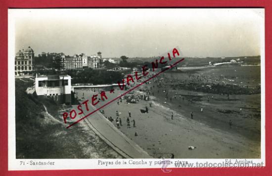Postales: SANTANDER, PLAYAS DE LA CONCHA Y PRIMERA PLAYA,     P63009 - Foto 1