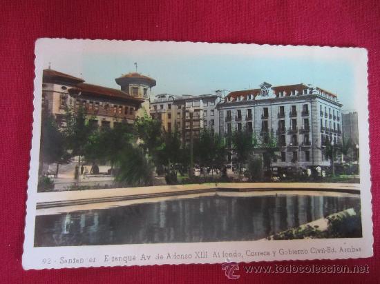 Postales: SANTANDER -ESTANQUE AV. DE ALFONSO XII - Foto 1