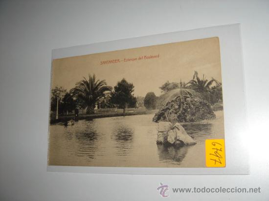 Postales: Postal en blanco y negro Santander, Estanque del Boulevard. - Foto 1