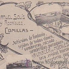 Postales: POSTAL COMILLAS POSTAL PUBLICITARIA MANUEL SOLIS Y RODRIGUEZ . Lote 28924353