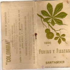 Postales: SANTANDER. 1906 PROGRAMA DE FERIA Y FIESTAS. 15 X 7,50 CM. 11 HOJAS.