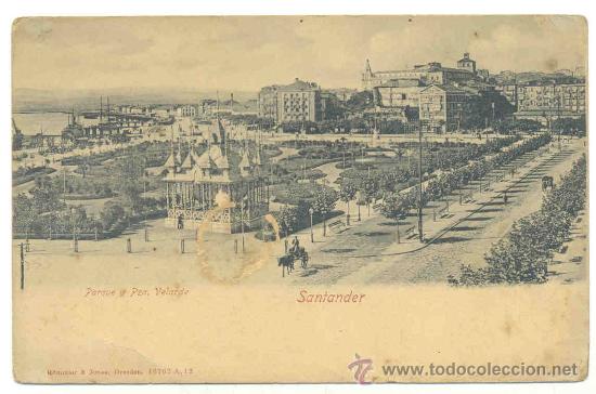 Postales: SANTANDER .. parque y plaza Velarde ..  Sin circular - Foto 1