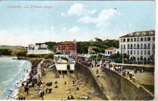 Postales: Santander. La primera playa. Circulada. Casa Fuertes. - Foto 1