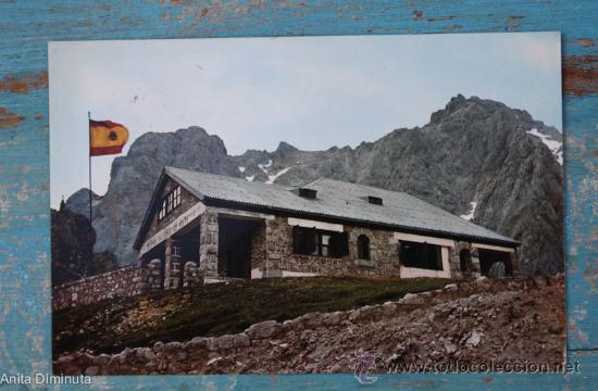 Cartes Postales: ANTIGUA POSTAL DE LOS PICOS DE EUROPA - REFUGIO DE ALIVA Y PE&Ntilde;A VIEJA - A&Ntilde;O 1968 - CIRCULADA - EN