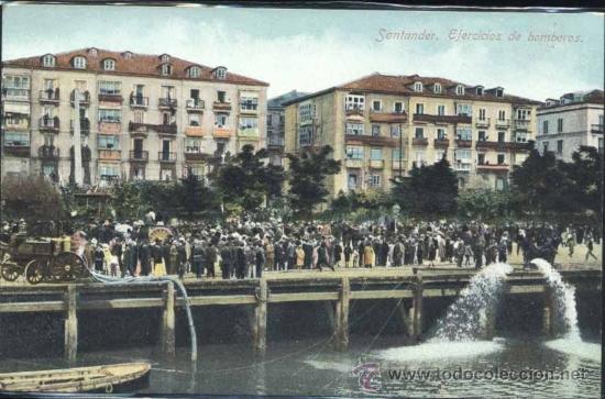 Postales: SANTANDER.- EJERCICIOS DE BOMBEROS - Foto 1