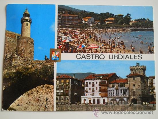 Postkarten: POSTAL N&ordm;19 ESCUDO DE ORO -DOMINGUEZ CASTRO URDIALES - DIVERSOS ASPECTOS CIRCULADA SELLO 2 PTAS REY