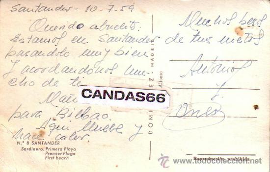 Postales: POSTAL N&ordf; 8 DE SANTANDER A&Ntilde;O 1957 - Foto 2