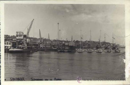Postales: SANTANDER.- SUBMARINOS EN EL PUERTO - Foto 1