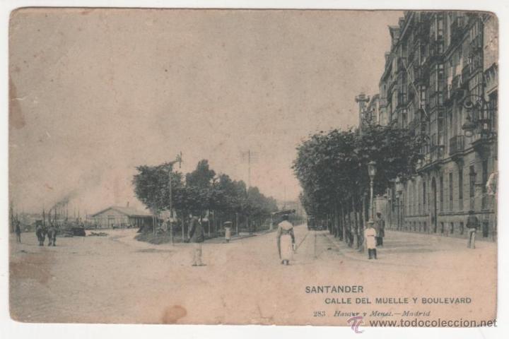 Postales: SANTANDER- Calle del Muelle y Boulevard - Foto 1