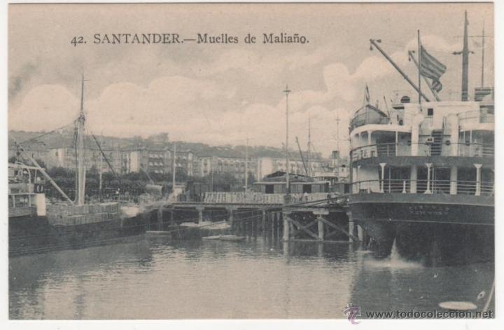 Postales: SANTANDER.-Muelles de Malia&ntilde;o - Foto 1