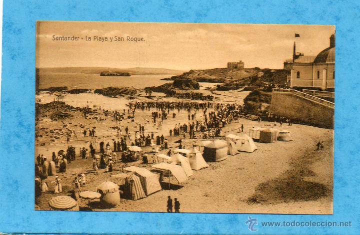 Postales: POSTAL DE SANTANDER LA PLAYA DE SAN ROQUE - Foto 1