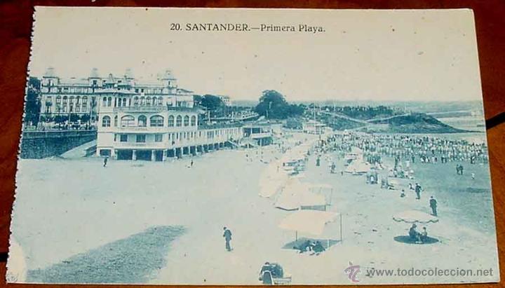 Postales: ANTIGUA POSTAL DE SANTANDER, PRIMERA PLAYA - SIN CIRCULAR - Foto 1