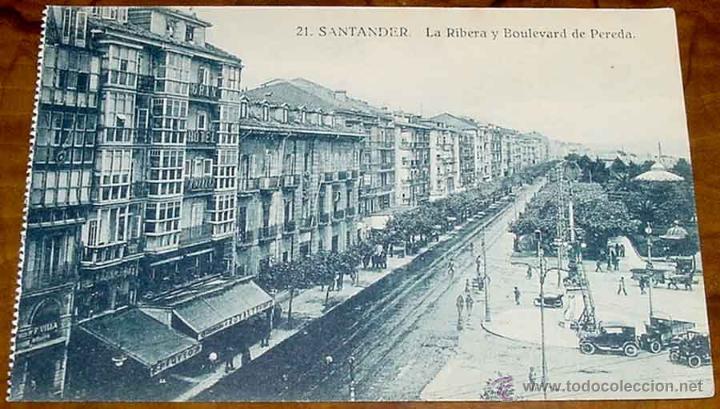 Postales: ANTIGUA POSTAL DE SANTANDER, LA RIBERA Y BOULEVARD DE PEREDA - SIN CIRCULAR - Foto 1