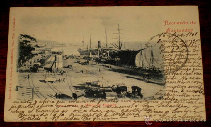 Postales: ANTIGUA POSTAL DE SANTANDER -  MUELLE DE ALBAREDA - CIRCULADA. - Foto 1