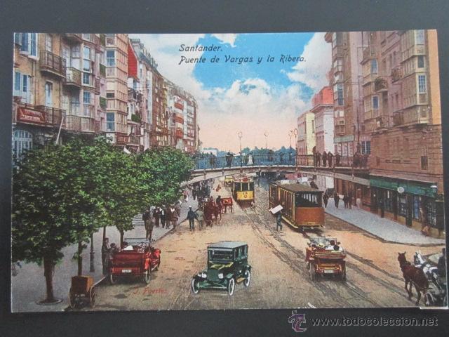 Postales: Postal Cantabria. Santander. Puente de Vargas y la Ribera. - Foto 1