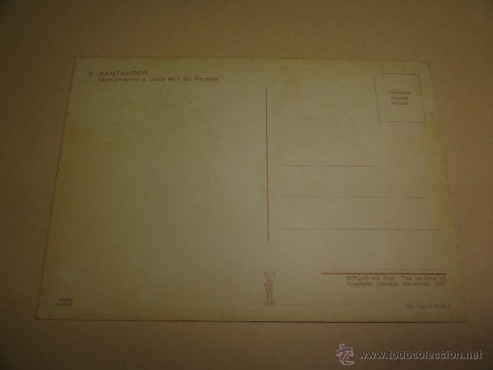 Postales: POSTAL SANTANDER. MONUMENTO A JOSE M&ordf; DE PEREDA - Foto 2