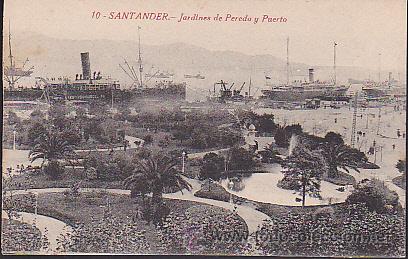 Postales: POSTAL SANTANDER JARDINES DE PEREDA Y PUERTA - Foto 1
