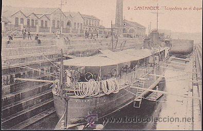Postales: POSTAL SANTANDER TORPEDERO EN EL DIQUE - Foto 1