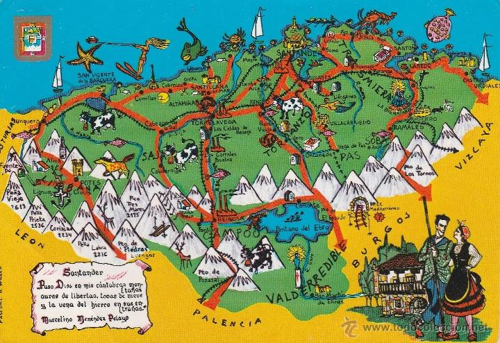 Postales: N&ordm; 19677 POSTAL CANTABRIA MAPA - Foto 1