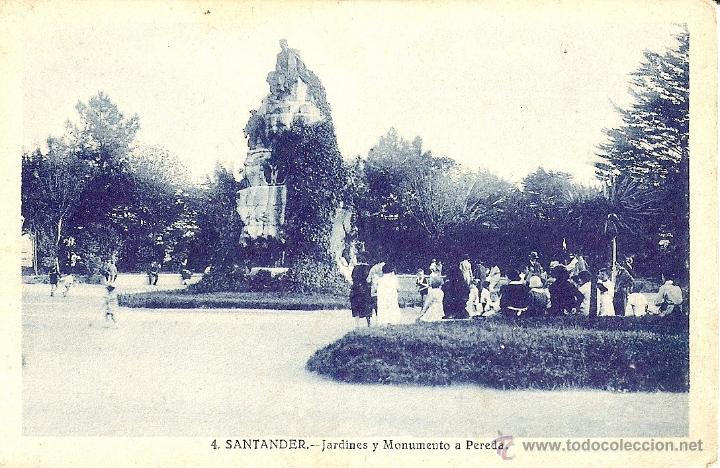 Postales: SANTANDER - JARDINES Y MONUMENTO A PEREDA - Foto 1