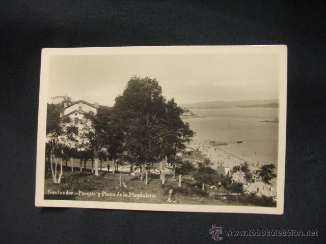 Postales: POSTAL - SANTANDER - PARQUE Y PLAYA DE LA MAGDALENA - - Foto 1