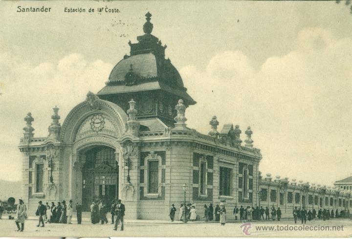 Postales: SANTANDER. ESTACI&Oacute;N DE LA COSTA. CIRCULADA EN 1908. - Foto 1