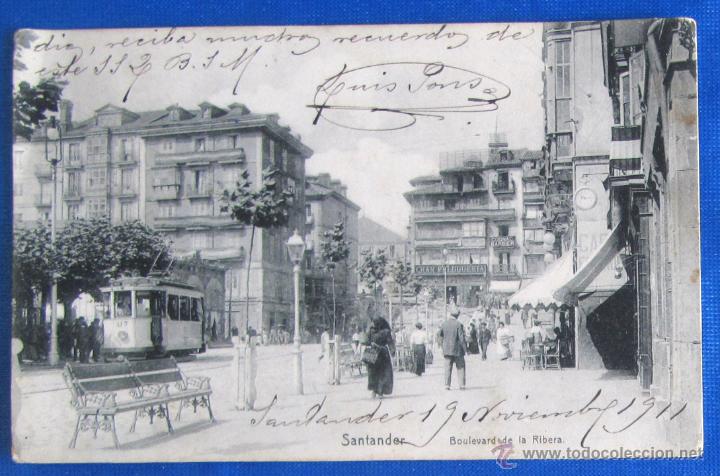 Postales: SANTANDER. BOULEVARD DE LA RIBERA. COLECCI&Oacute;N LIBRER&Iacute;A GENERAL. - Foto 1