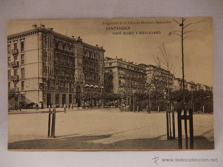 Postales: Santander. Caf&eacute; suizo y boulevard. Cantabria. - Foto 1