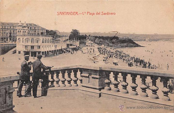 Postales: SANTANDER.- 1&ordf; PLAYA DEL SARDINERO - Foto 1