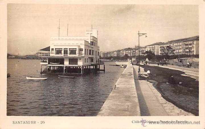 Postales: SANTANDER.- CLUB MARITIMO Y PASEO DE PEREDA - Foto 1