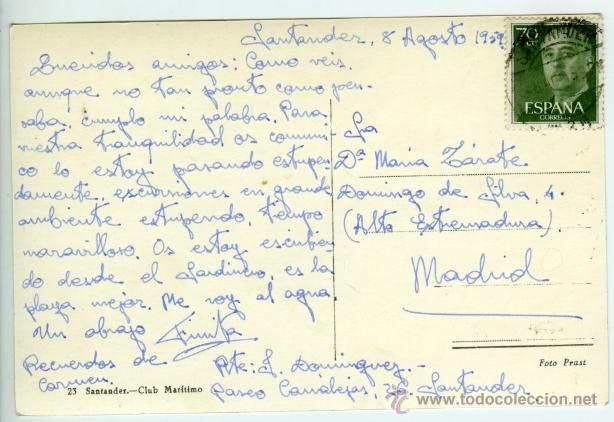Postales: N&ordm; 23 Santander. Club Mar&iacute;timo. No consta editor. - Foto 2