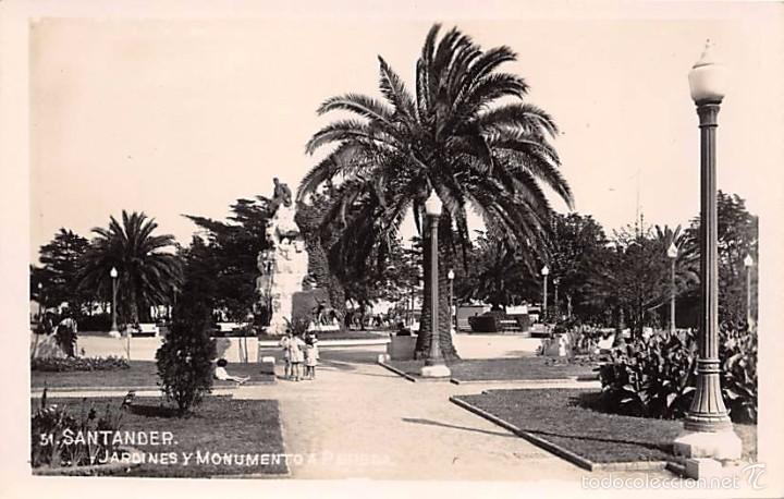 Postales: SANTANDER.- JARDINES Y MONUMENTO A PEREDA - Foto 1