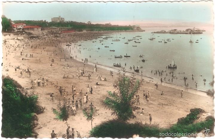 Postais: SANTANDER PLAYA DE LA MAGDALENA AL FONDO EL PALACIO