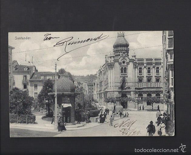 Postales: Antigua postal de Santander. Circulada 1910 - Foto 1