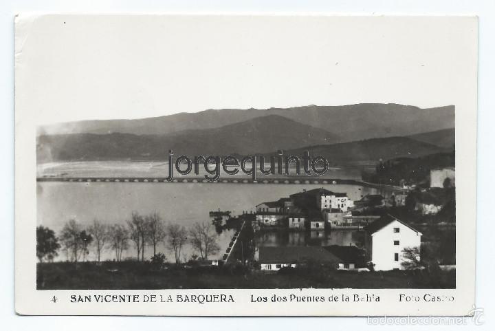 Cartoline: POSTAL. 4 SAN VICENTE DE LA BARQUERA. LOS DOS PUENTES DE LA BAH&Iacute;A. FOTO CASTRO.