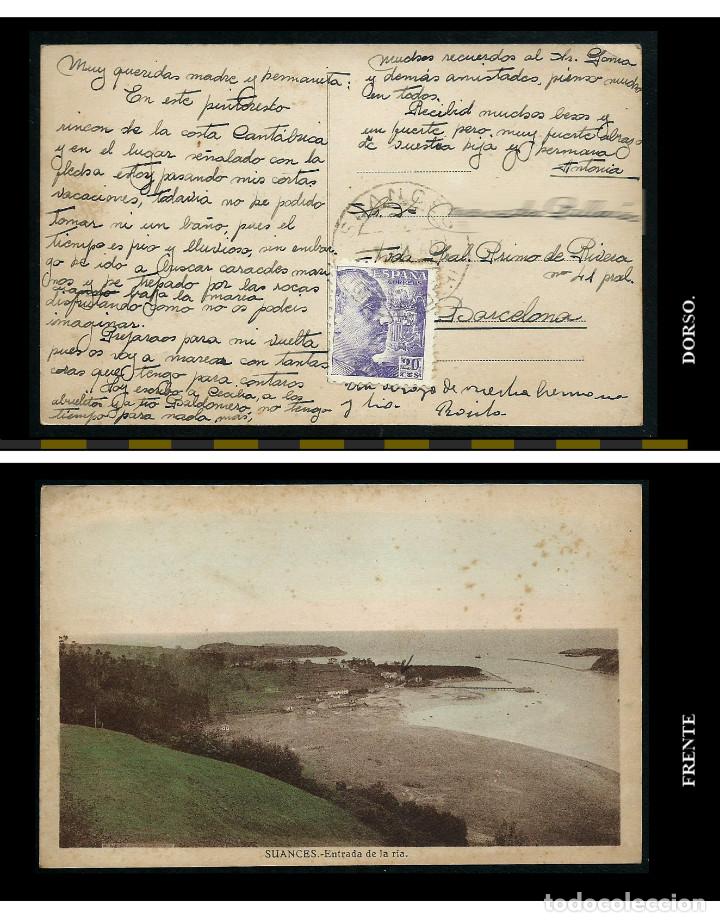 Postales: Postal Santander. Suances. Entrada de la Ria. 1945. - Foto 1