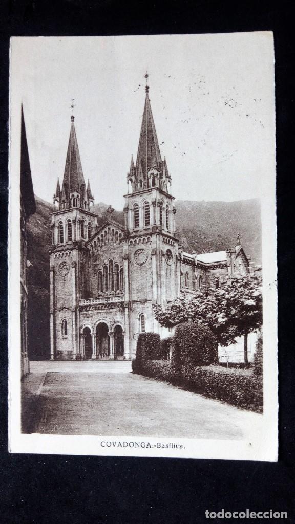 Postcards: POSTAL COVADONGA - BASILICA, A&Ntilde;O 1946, CIRCULADA