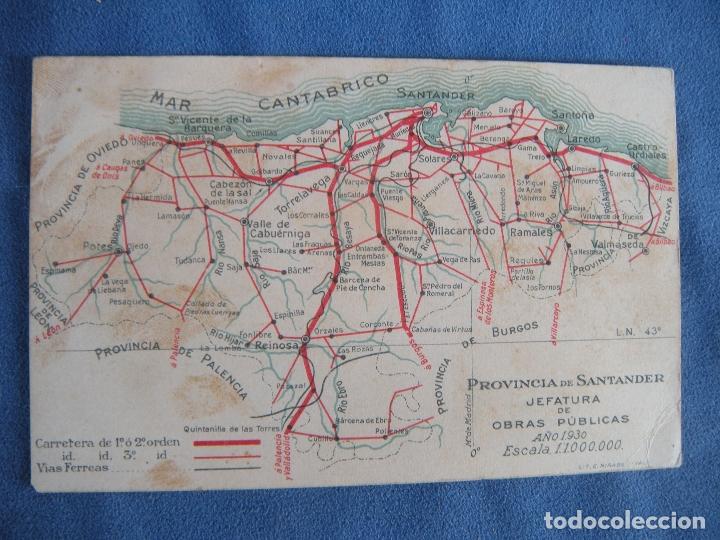 Postales: POSTAL MAPA DE SANTANDER CON DISTANCIAS KM - Foto 1