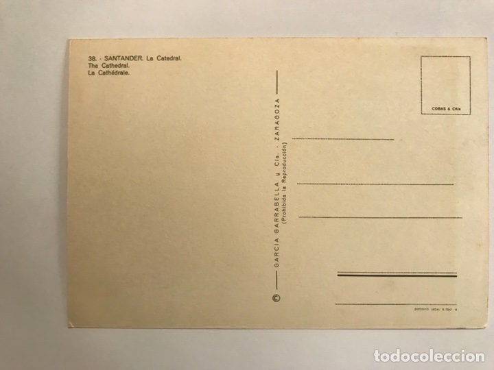 Postales: SANTANDER Postal No. 38 &ldquo; La Catedral &ldquo; (h.1970?) - Foto 2