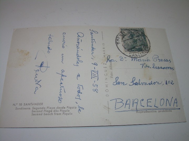 Postales: ANTIGUA POSTAL....SANTANDER. - Foto 2