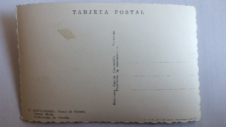 Postales: POSTAL SANTANDER, PASEO DE PEREDA,SIN CIRCULAR - Foto 2