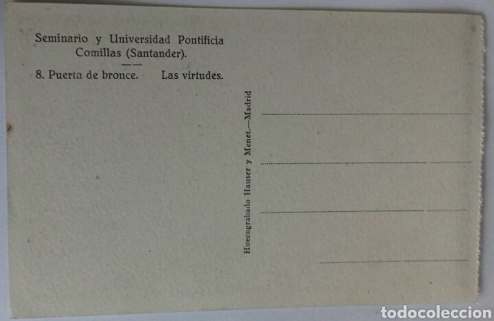 Postales: Comillas. 8.- Puerta de Bronce. Las Virtudes - Foto 2