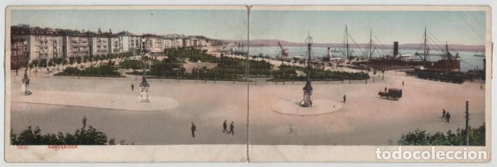 Postales: Postal doble Santander sellada en 1908 - Foto 1