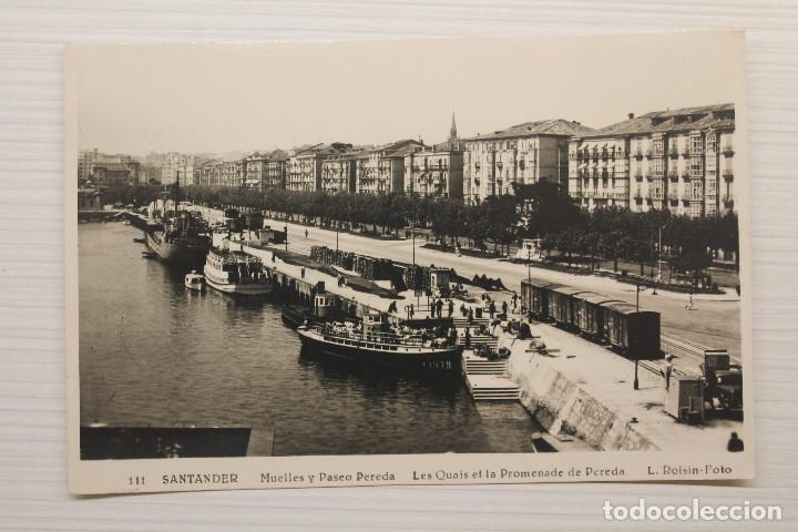 Postales: POSTAL SANTANDER, MUELLES Y PASEO PEREDA - Foto 1