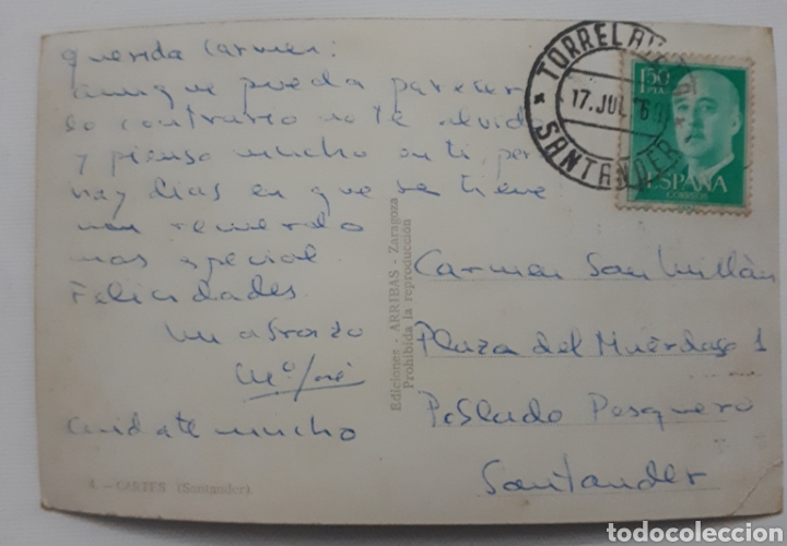 Postales: 4.- CARTES (Santander) 1963 - Foto 2