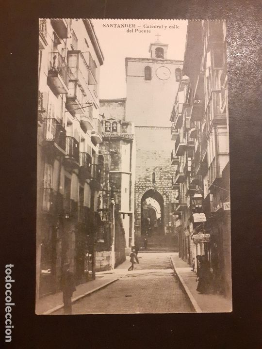 Postales: SANTANDER CATEDRAL Y CALLE DEL PUENTE - Foto 1