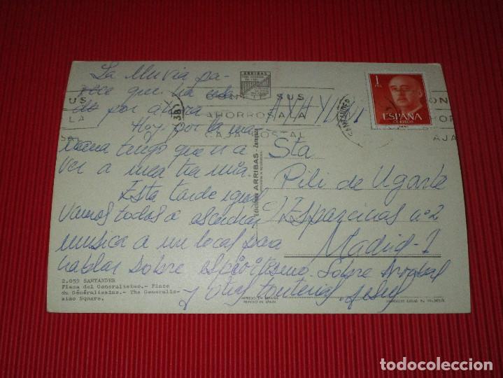 Postales: SANTANDER - PLAZA DEL GENERALISIMO - 2.059 (2059) - ESCRITA Y CIRCULADA - EDICIONES ARRIBAS - Foto 2
